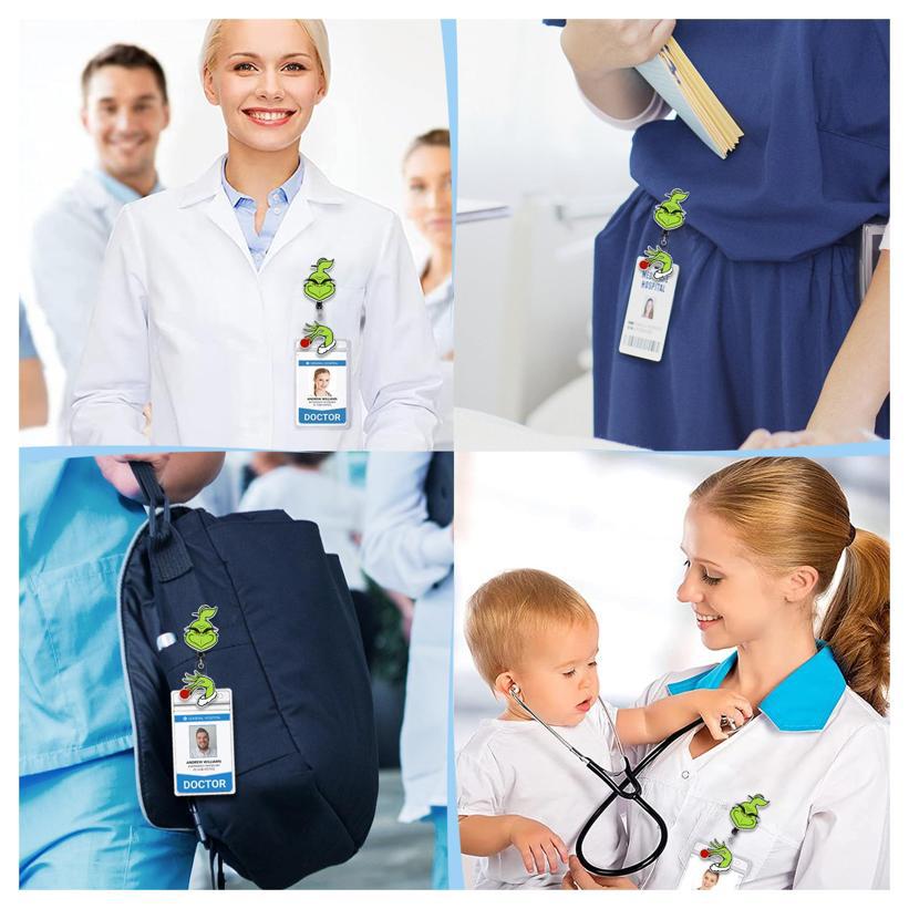 Christmas Nurse Badge Reel, Holiday Retractable ID Badge Holder, Name Badge Holder, Valentines Day Gift