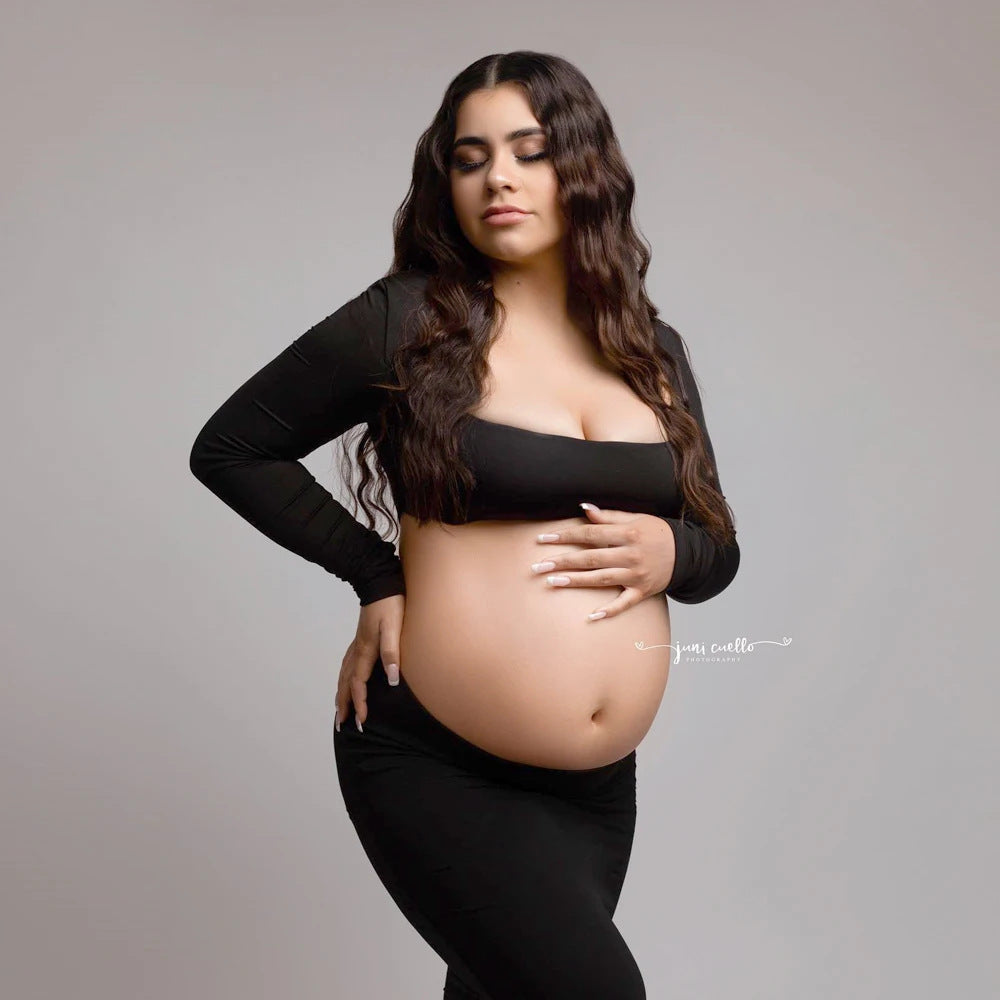 Seindeal Black Cut Out Mermaid Crop Long Sleeve Backless Bodycon Cocktail Club Party Photoshoot Maternity Maxi Dress