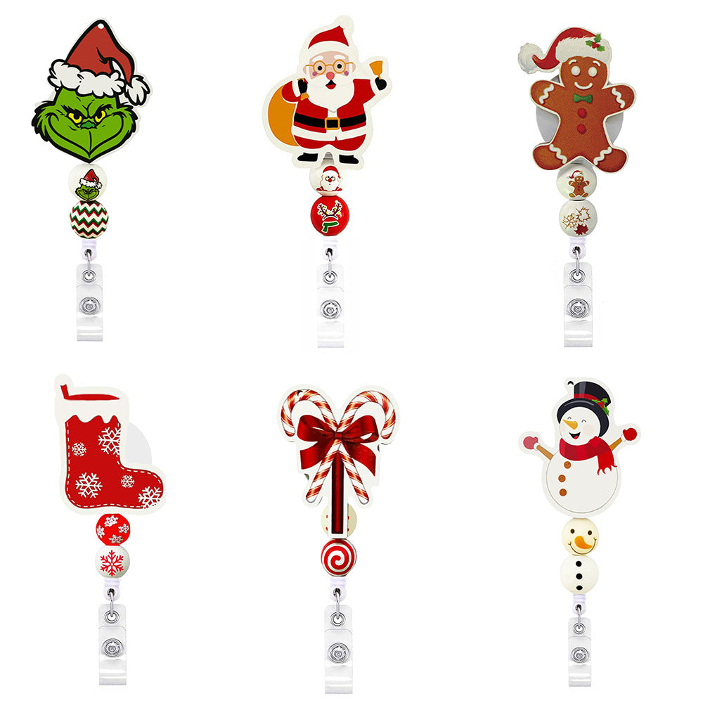 Christmas Nurse Badge Reel, Holiday Retractable ID Badge Holder, Name Badge Holder, Valentines Day Gift