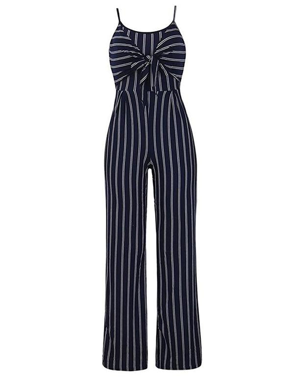 Seindeal Striped Wide Leg Palazzo Pants Knot One Piece Maternity Long Jumpsuit