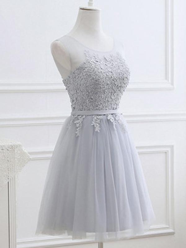 Lace Mesh Backless Round Neck Sleeveless Women Elegant Mini Dresses Tulle Dress Jugendweihe Dresses