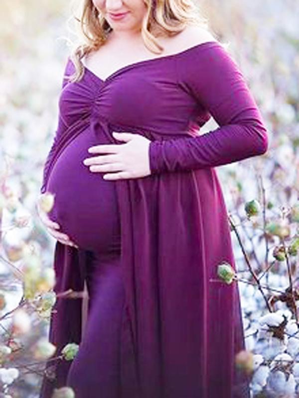 Grenadine Off Shoulder Mermaid For Babyshowes Maternity Maxi Dress