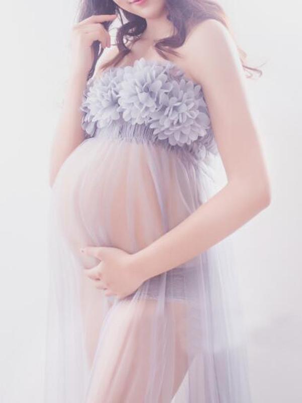 Bandeau Off Shoulder Floor Length Two Piece Maternity Maxi Dress