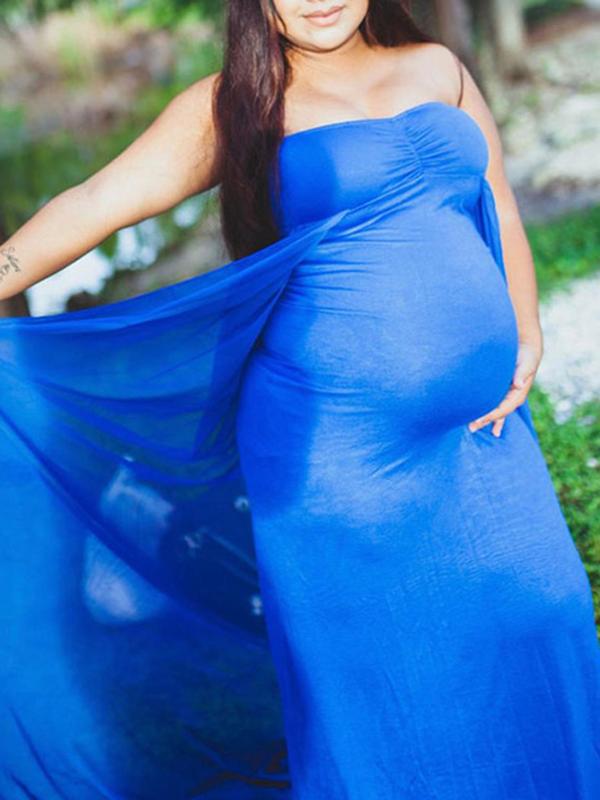 Off Shoulder Cloak Maternity For Babyshower Flowy Party Maxi Dress