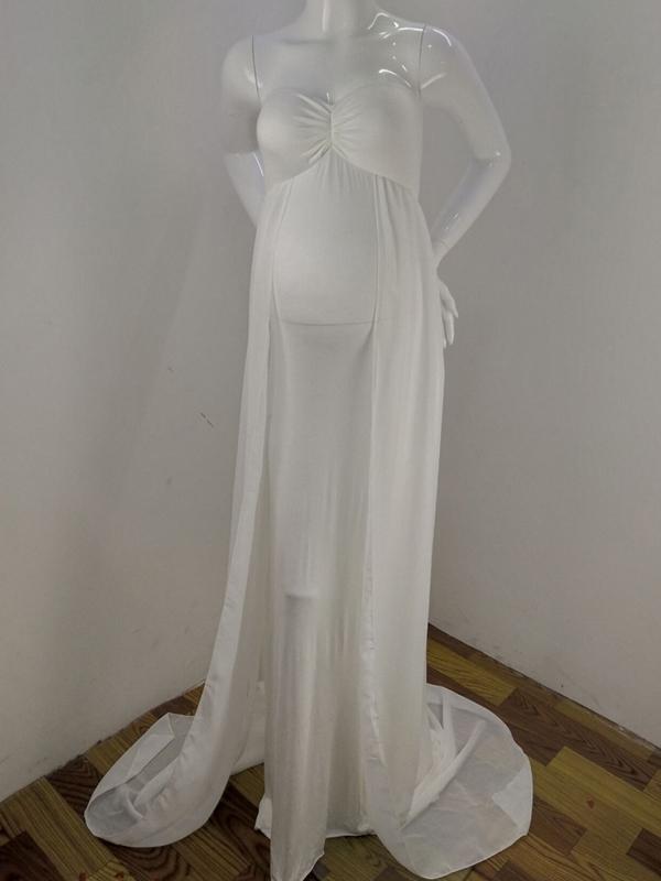 Bandeau Pregnant Photoshoot Off Shoulder Elegant Chiffon Romper Maternity Maxi Dress
