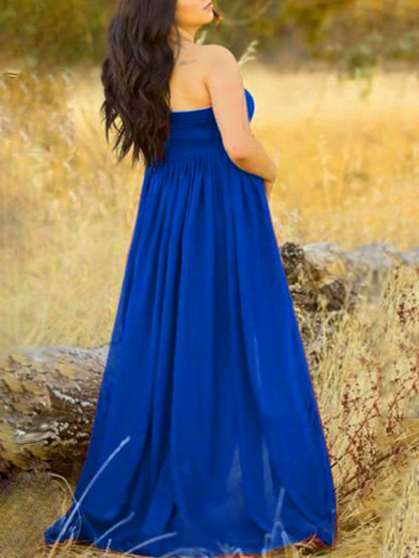 Bandeau Pregnant Photoshoot Off Shoulder Elegant Chiffon Romper Maternity Maxi Dress