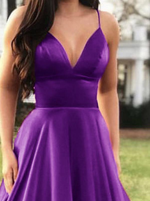 Seindeal Pleated Spaghetti Straps V-Neck Sleeveless Elegant Maxi Dress Evening Dress Ball Gown