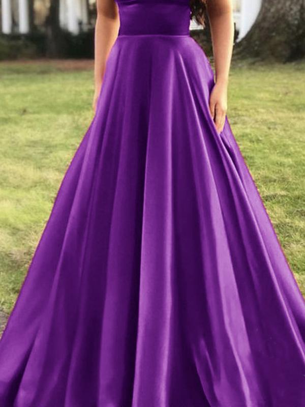 Seindeal Pleated Spaghetti Straps V-Neck Sleeveless Elegant Maxi Dress Evening Dress Ball Gown