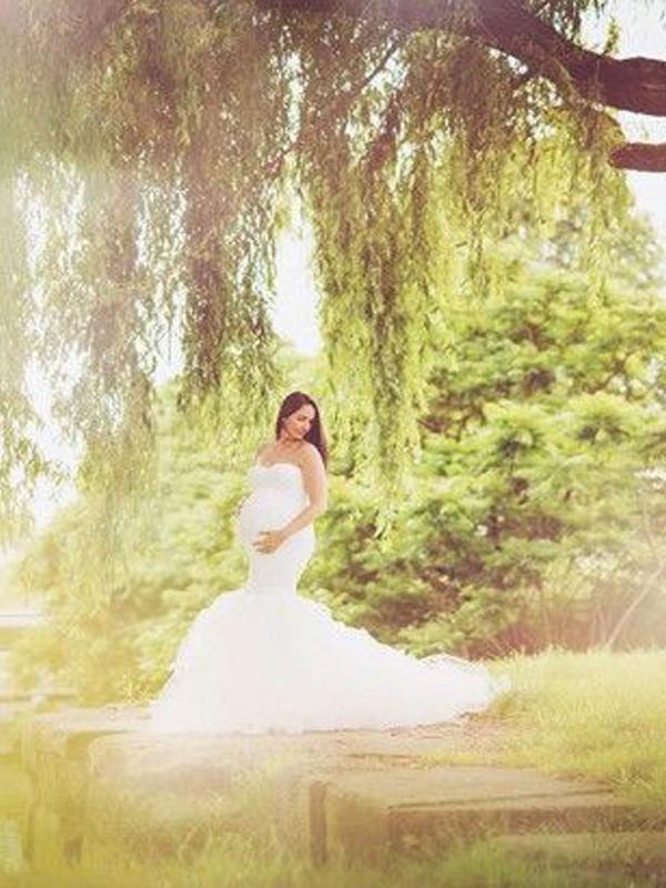Bandeau Grenadine Mermaid Maternity For Babyshower Maxi Dress