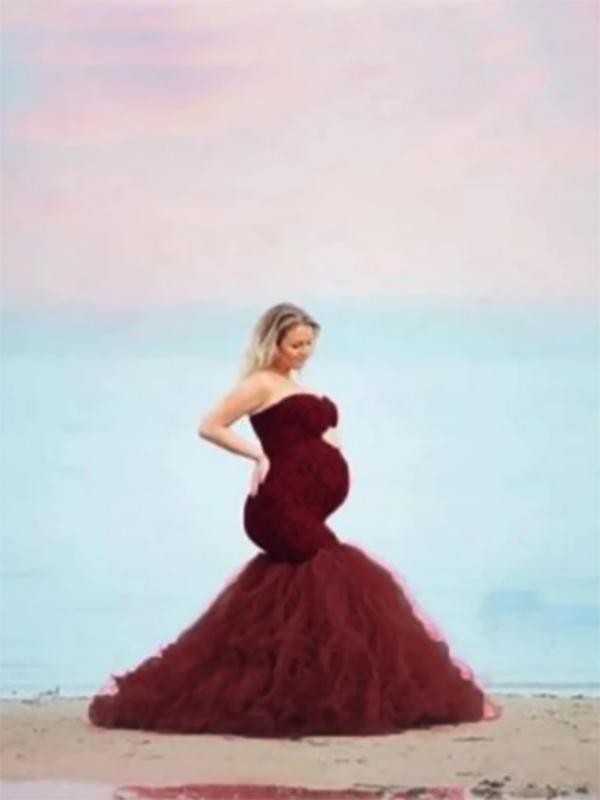 Bandeau Grenadine Mermaid Maternity For Babyshower Maxi Dress
