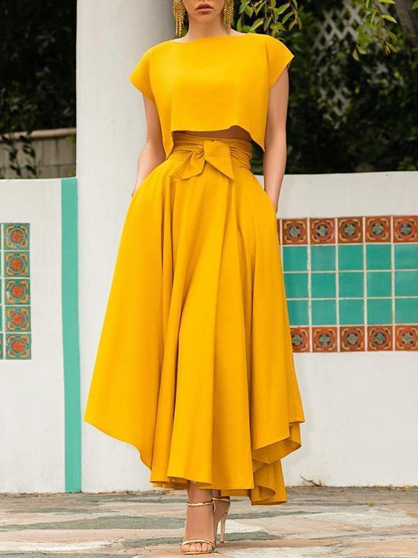Irregular Pockets Belts High Waist Women Skirts Chiffon Skirt Pleated Skirt