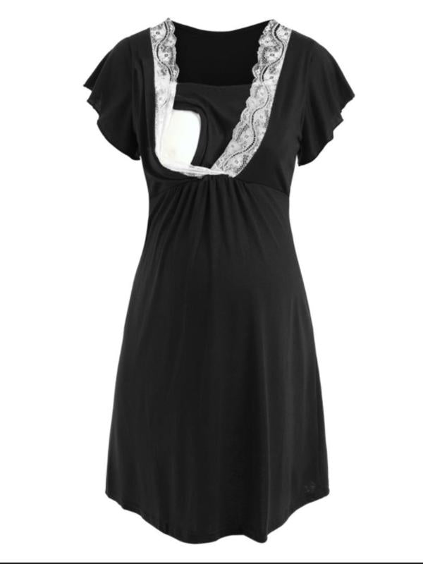 Lace Maternity and Lactant Women Fashion Midi Dress