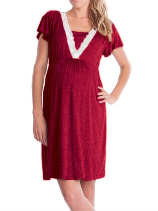 Lace Maternity and Lactant Women Fashion Midi Dress