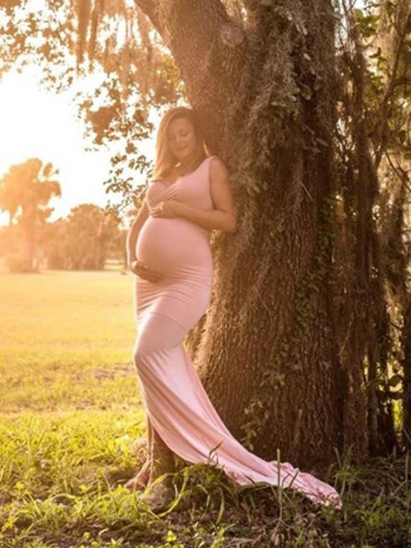 Side Slit V-neck Sleeveless Fashion Maternity For Babyshower Dress
