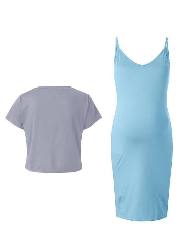 Bodycon 2-in-1 Round Neck Short Sleeve Maternity Dress