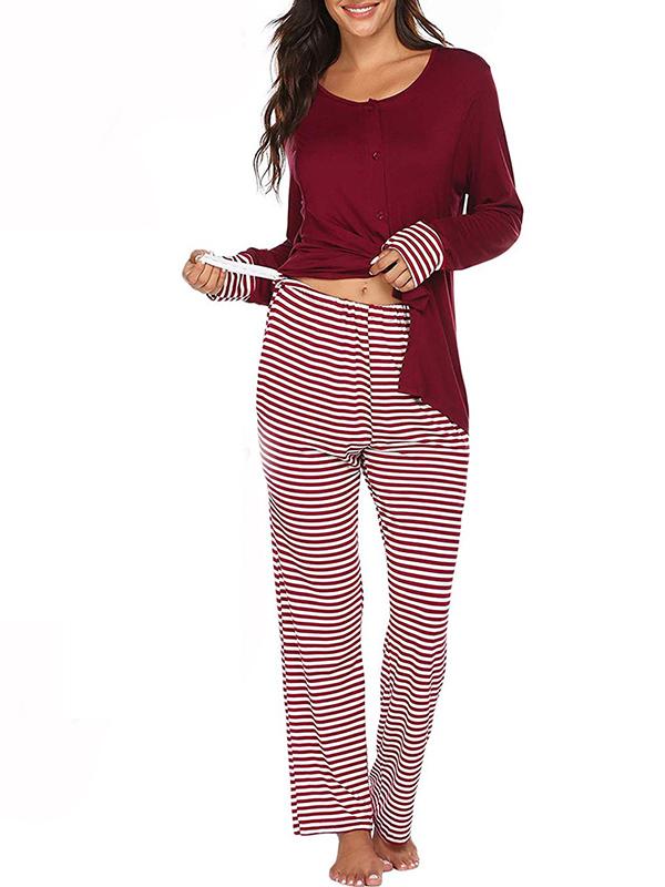 Seindeal Striped Sleepwear Maternity Nursing Pajama Sets Breastfeeding for Lactant Women