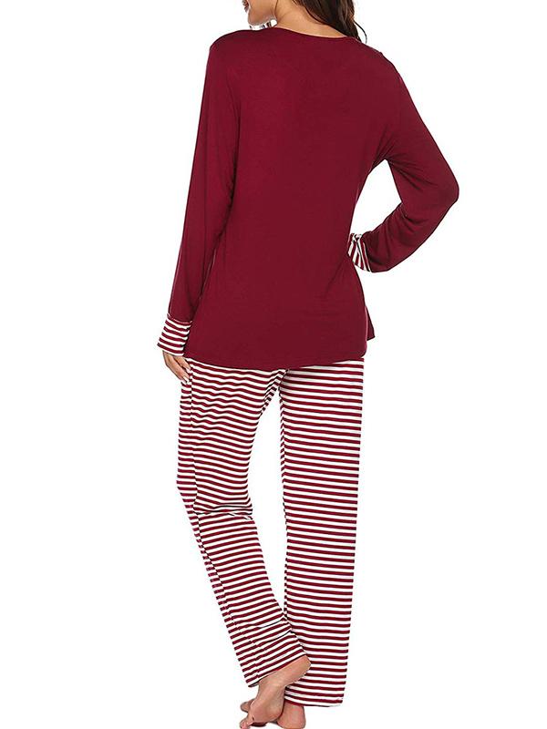 Seindeal Striped Sleepwear Maternity Nursing Pajama Sets Breastfeeding for Lactant Women