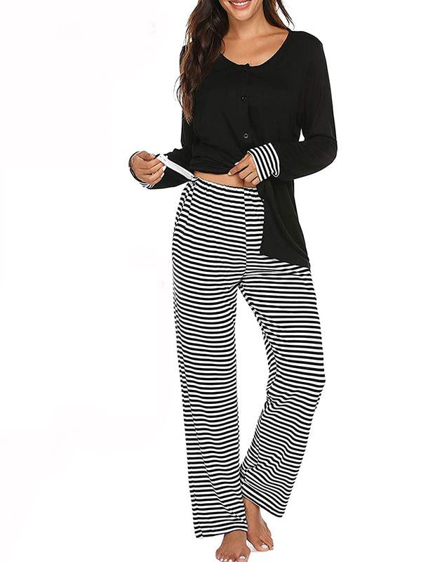 Seindeal Striped Sleepwear Maternity Nursing Pajama Sets Breastfeeding for Lactant Women