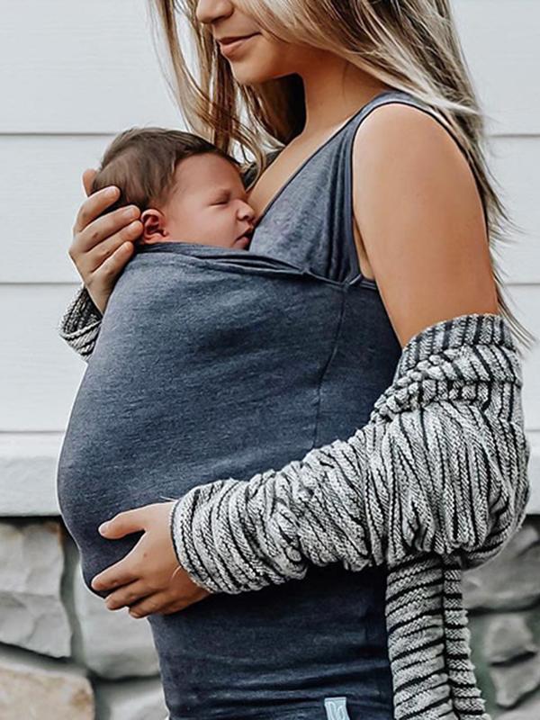 V-neck Multi-Functional Kangaroo Pockets Baby Bag Carrier Maternity Vest