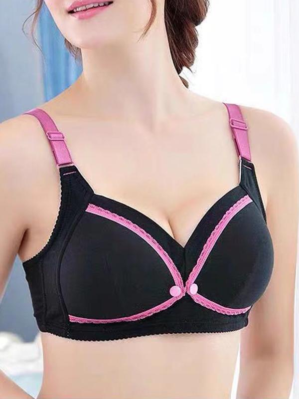 Seindeal Buttons Adjustable Shoulder Strap Wire Free Casual Nursing Bra