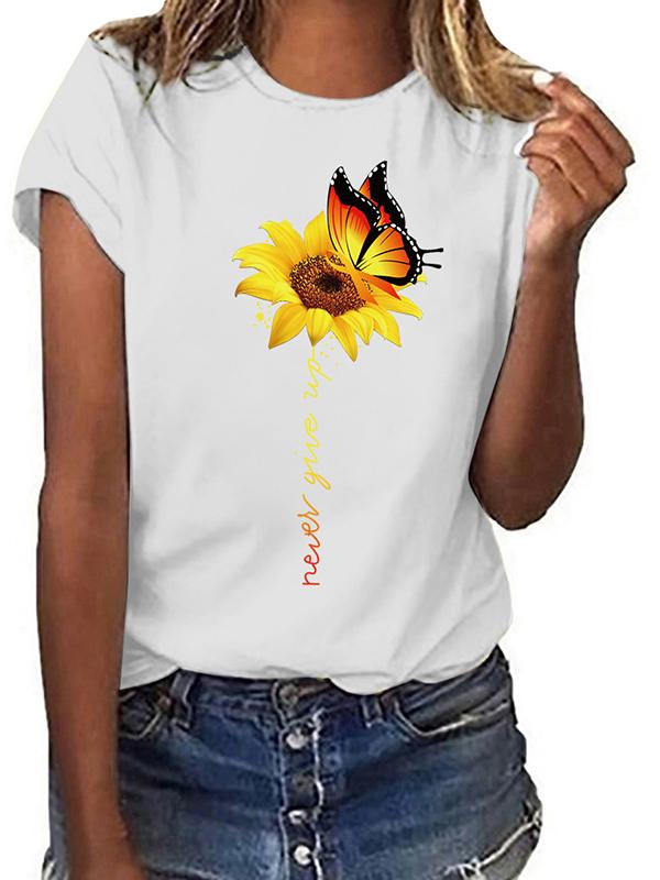 Sunflower Print Short Sleeve Maternity T-Shirt