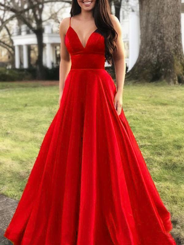 Seindeal Pleated Spaghetti Straps V-Neck Sleeveless Elegant Maxi Dress Evening Dress Ball Gown