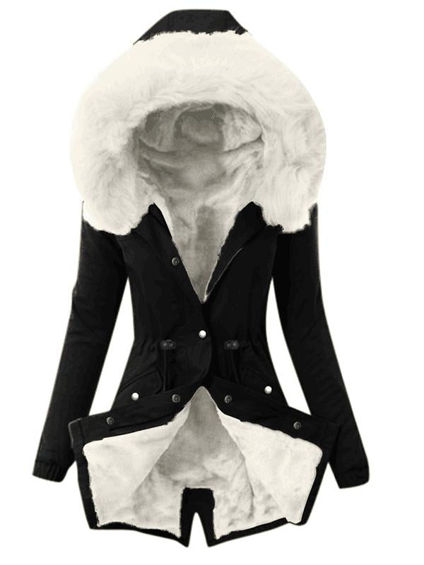 Seindeal Pockets Drawstring Buttons Hoodie Maternity Padded Coat