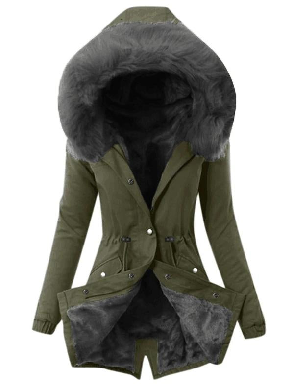 Seindeal Pockets Drawstring Buttons Hoodie Maternity Padded Coat