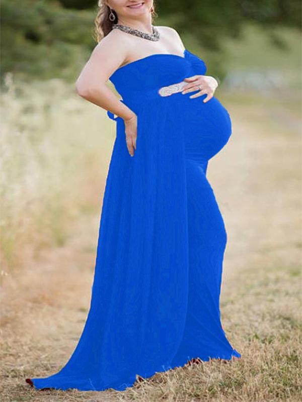 Off Shoulder Cloak Maternity For Babyshower Flowy Party Maxi Dress