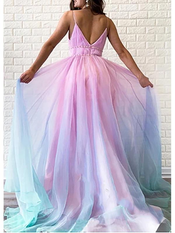 Pink and Blue Gender Reveal Grenadine Backless V-neck Spaghetti Straps Maternity Maxi Dress Pleated for Evening Gown