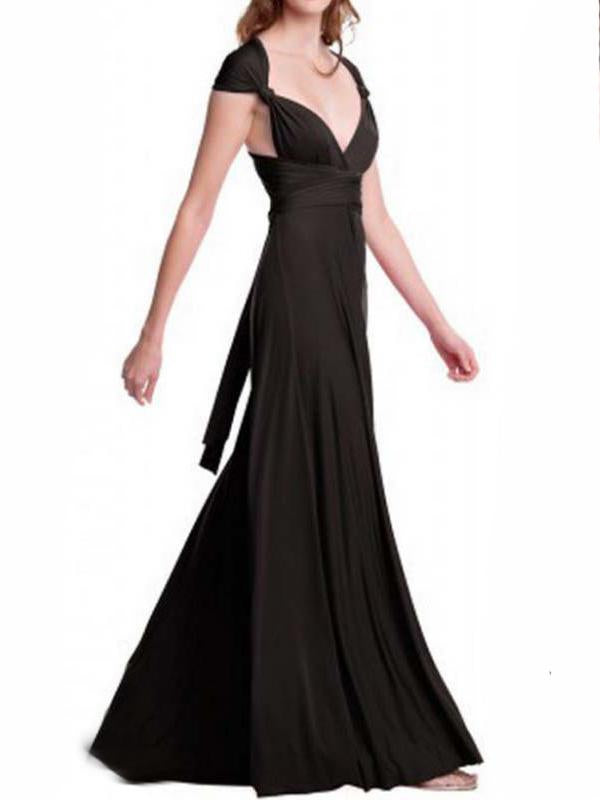Seindeal Solid Multi-Wear Fado Cord Cross Backless Sexy Bandage Sleeveless Maxi Wrap Bridesmaid Dress for Party