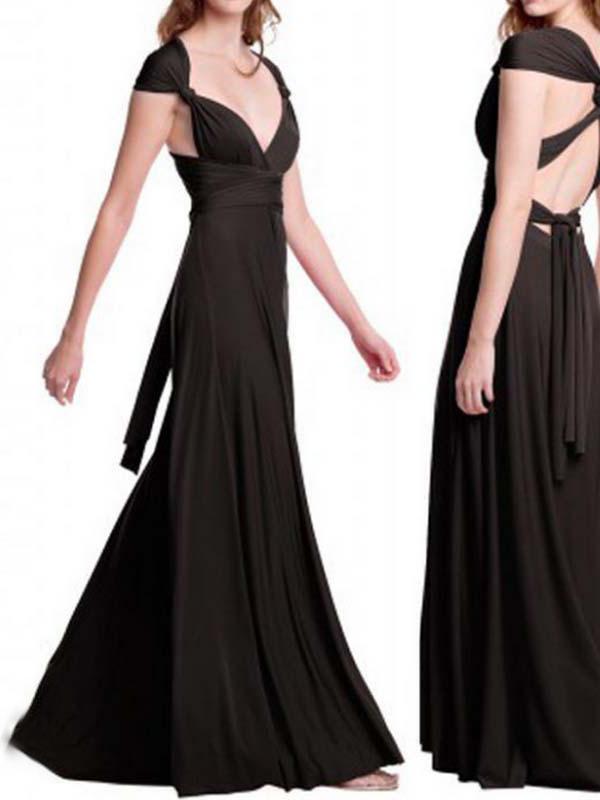 Seindeal Solid Multi-Wear Fado Cord Cross Backless Sexy Bandage Sleeveless Maxi Wrap Bridesmaid Dress for Party