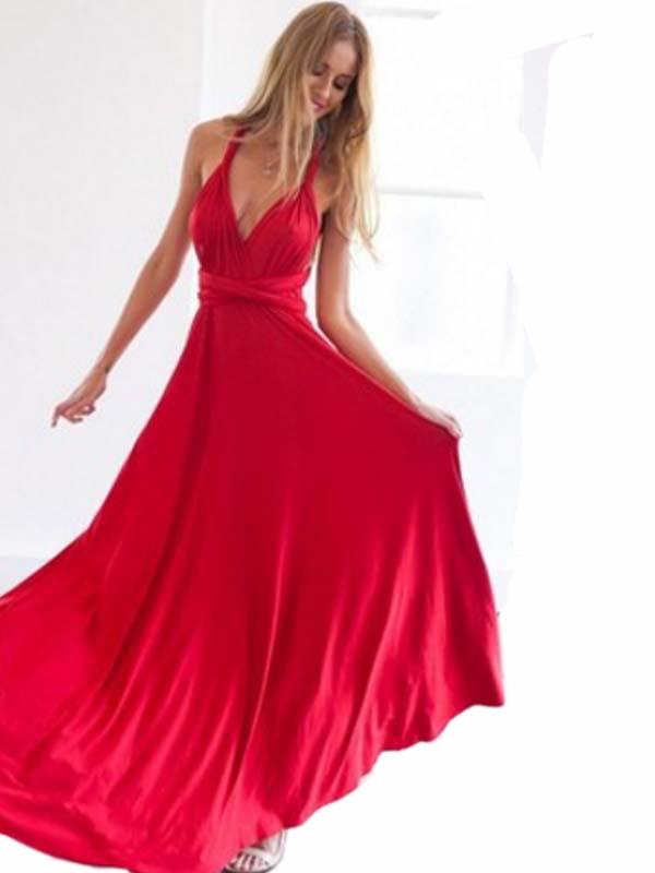 Seindeal Solid Multi-Wear Fado Cord Cross Backless Sexy Bandage Sleeveless Maxi Wrap Bridesmaid Dress for Party