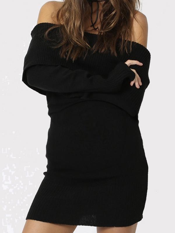 Off Shoulder Daily Solid Maternity Sweater Fashion Mini Dress
