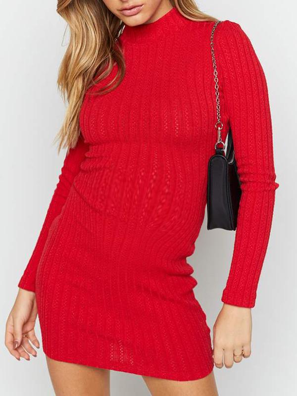 Solid Color Bodycon Backless Long Sleeve Banquet Party Knit Maternity Dress