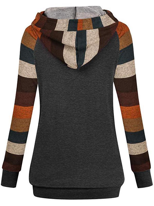 Seindeal Patchwork Breast Feeding Hooded Maternity Pullover Sweatshirt
