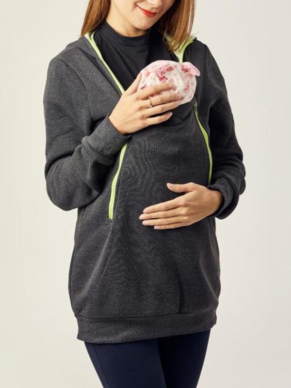 Seindeal Zipper Multi-Functional Hooded for Baby Band Maternity Sweatshirt