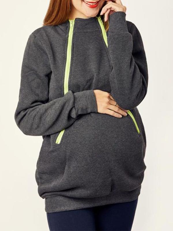 Seindeal Zipper Multi-Functional Hooded for Baby Band Maternity Sweatshirt
