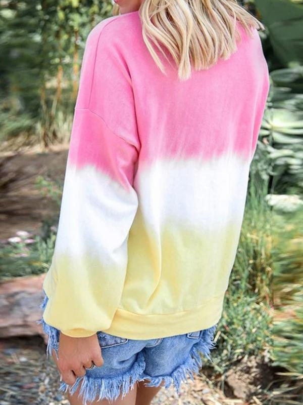 Seindeal Tie Dye Print Plus Size T-Shirt for Women Comfy Round Neck Casual Long