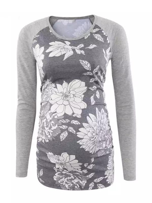 Seindeal Floral Print Fits Me Like A Glove Round Neck Casual Maternity T-Shirt