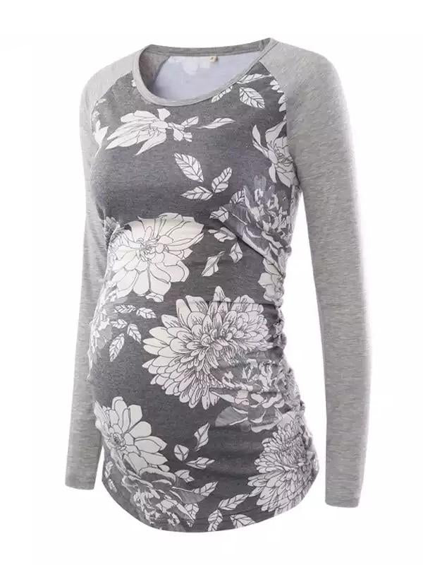 Seindeal Floral Print Fits Me Like A Glove Round Neck Casual Maternity T-Shirt