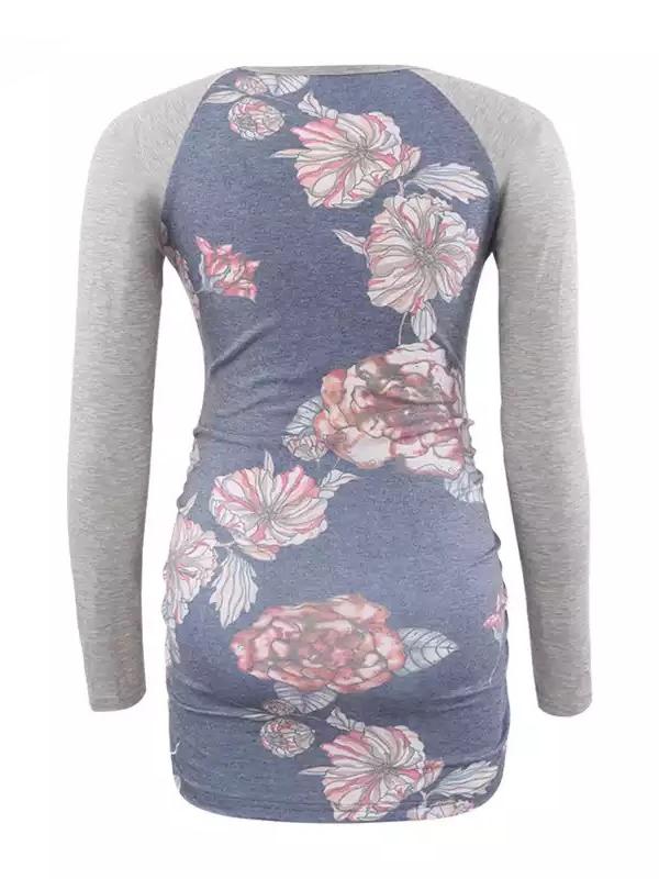 Seindeal Floral Print Fits Me Like A Glove Round Neck Casual Maternity T-Shirt