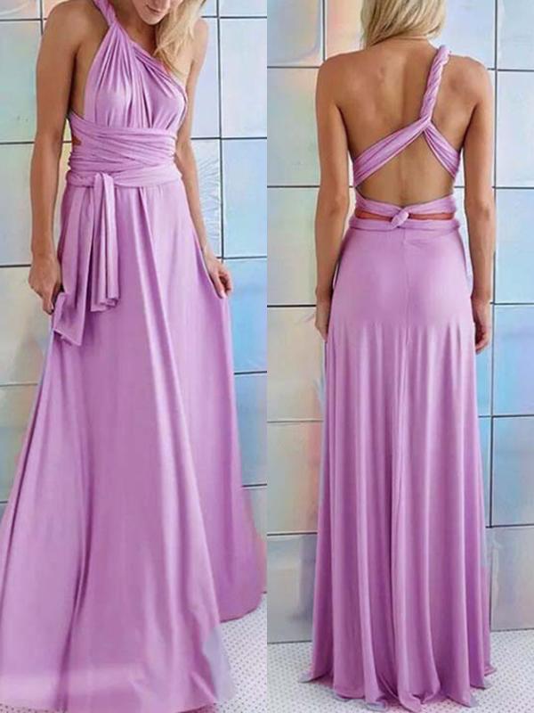 Seindeal Solid Multi-Wear Fado Cord Cross Backless Sexy Bandage Sleeveless Maxi Wrap Bridesmaid Dress for Party