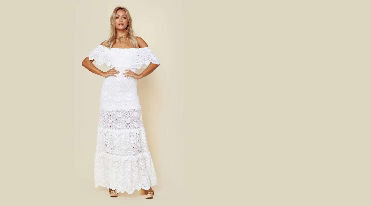 Lace Prom Evening Party Off Shoulder Elegant Maternity Maxi Dress
