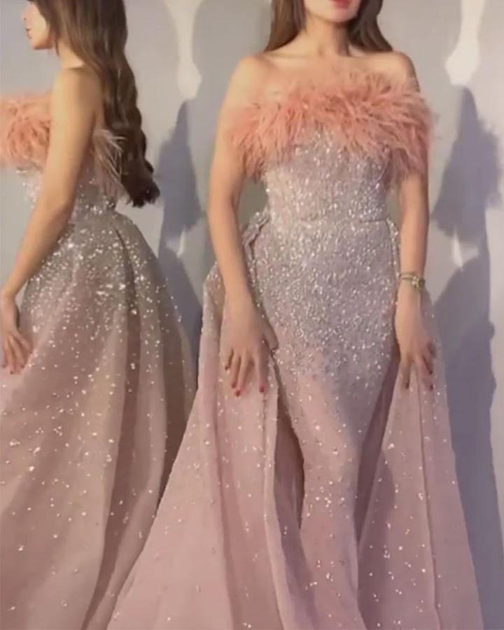 Sequin Bodycon Off Shoulder Sleeveless Gradient Color Photoshoot Maternity Maxi Dress