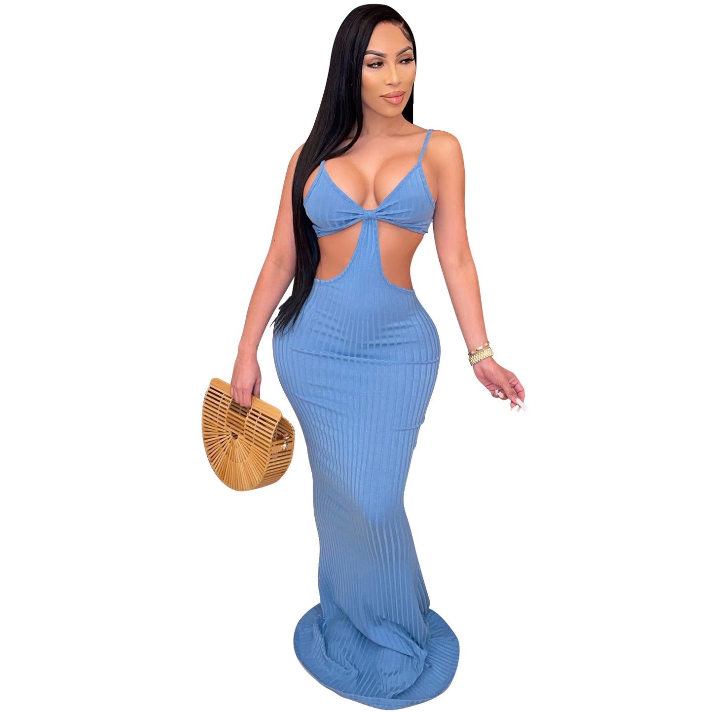 Spaghetti Strap Cut Out Offshoulder Elegant Maternity Maxi Dress