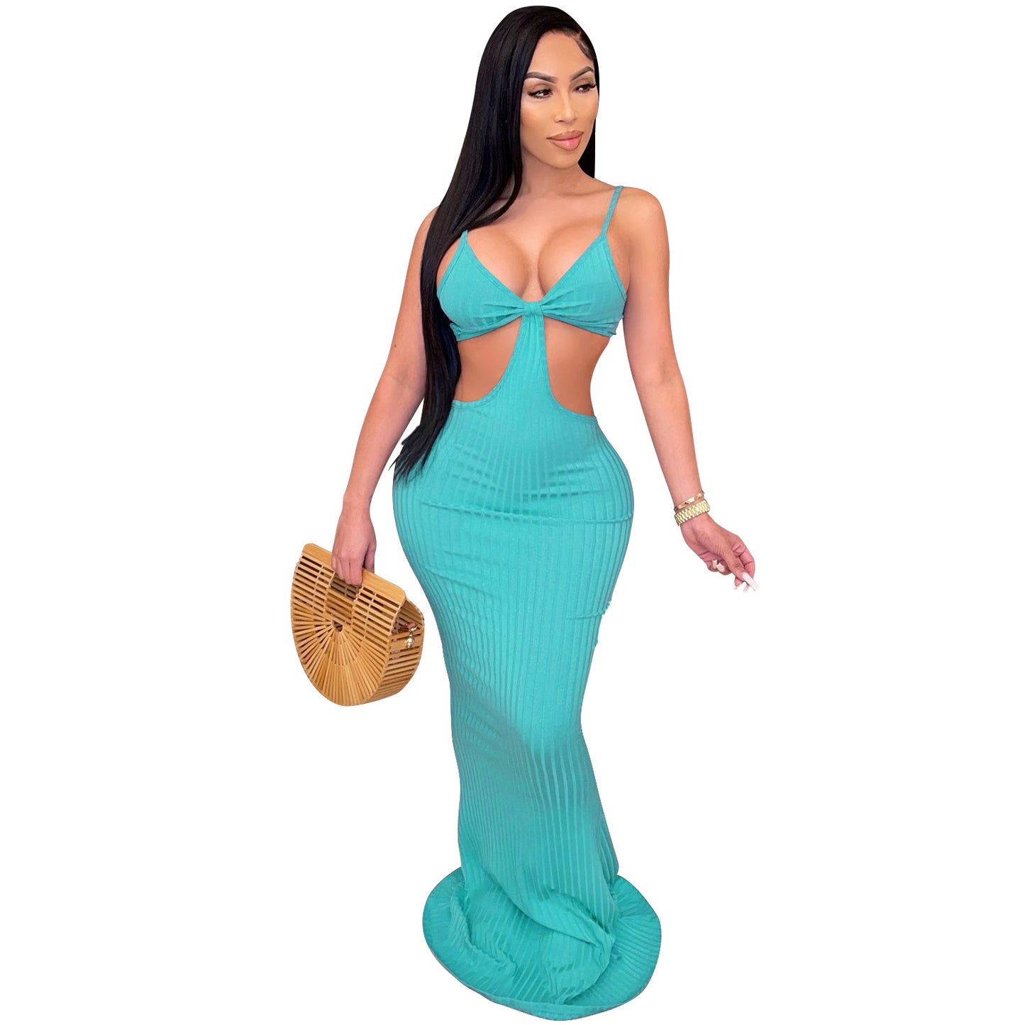 Spaghetti Strap Cut Out Offshoulder Elegant Maternity Maxi Dress