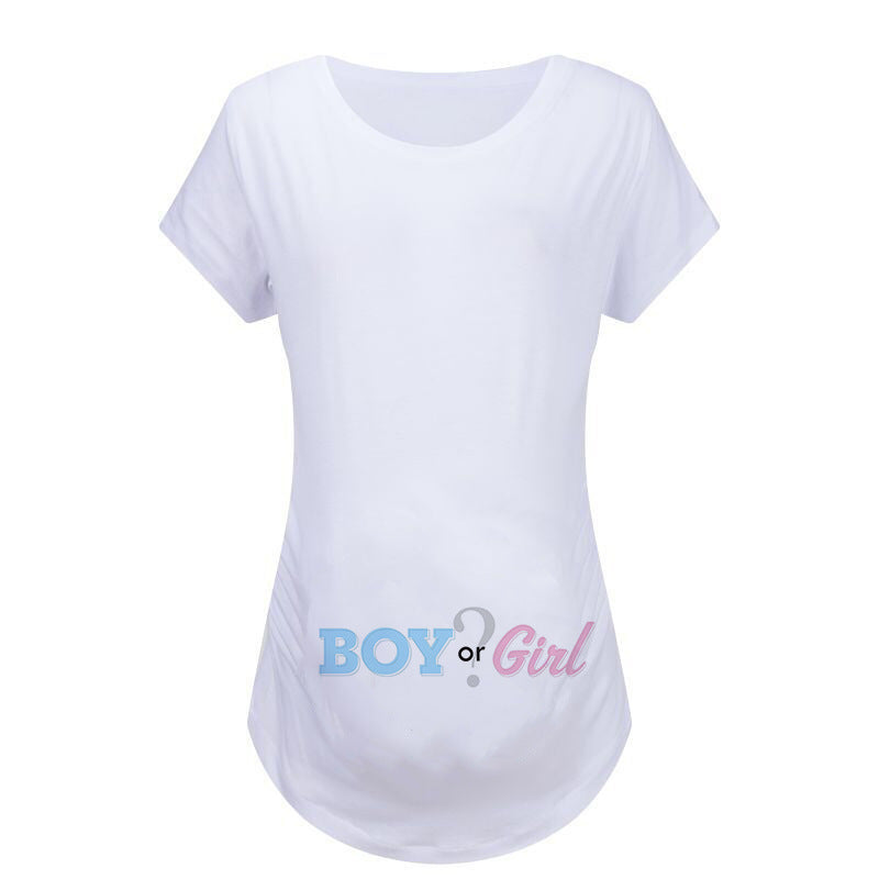 Monogram Boy Girl Print White hort Sleeve Round Neck Sweet Maternity Tshirt