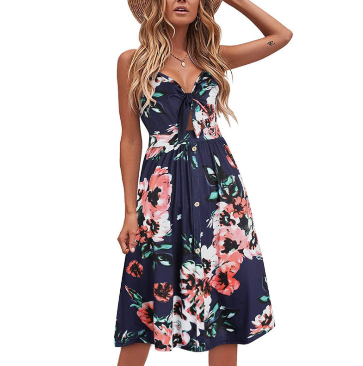 Rainbow Bow Buttons Bodycon Vneck Sleeveless Maternity Mini Dress