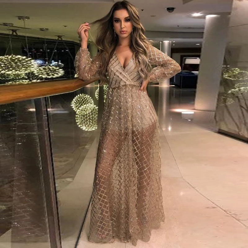 Sequin Grenadine Bright Wire Sheer Maternity Midi Dress